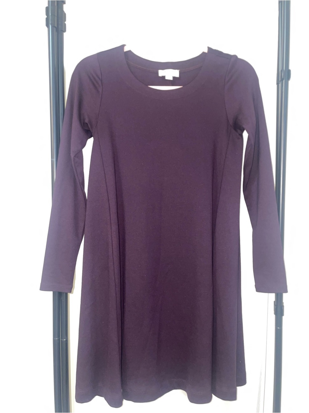LOFT Deep Plum Long-Sleeve A-Line Dress